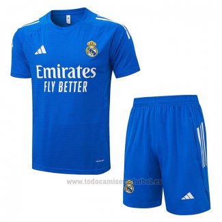Chandal del Real Madrid Manga Corta 2025-2026 Azul Blanco - Pantalon Corto