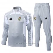 Chandal de Sudadera del Real Madrid 2025-2026 Gris Blanco