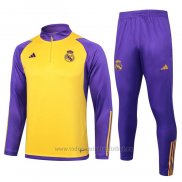 Chandal de Sudadera del Real Madrid Nino 2023-2024 Amarillo