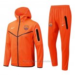 Chandal con Capucha del Barcelona 2022-2023 Naranja