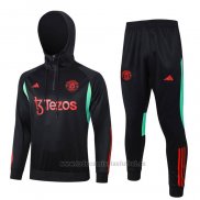 Chandal de Sudadera del Manchester United 2023-2024 Negro y Rojo