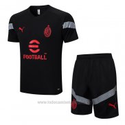 Chandal del AC Milan Manga Corta 2022-2023 Negro - Pantalon Corto