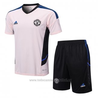 Chandal del Manchester United Manga Corta 2022-2023 Rosa - Pantalon Corto