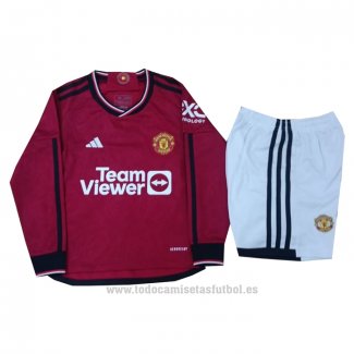 Camiseta Manchester United 1ª Nino Manga Larga 2023-2024