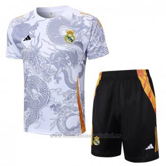Chandal del Real Madrid Dragon Manga Corta 2024-2025 Blanco - Pantalon Corto