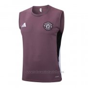 Camiseta de Entrenamiento Manchester United Sin Mangas 2025-2026 Rojo Purpura