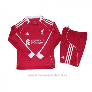 Camiseta Liverpool 1ª Manga Larga Nino 2025-2026