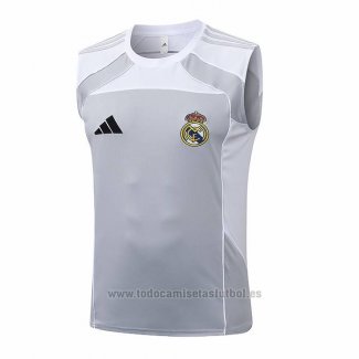 Camiseta de Entrenamiento Real Madrid Sin Mangas 2025-2026 Gris Blanco