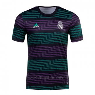 Camiseta Pre Partido del Real Madrid 2022 Verde y Purpura