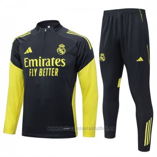 Chandal de Sudadera del Real Madrid 2025-2026 Negro Amarillo