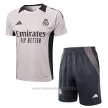 Chandal del Real Madrid Manga Corta 2024-2025 Rosa Claro - Pantalon Corto