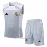 Chandal del Real Madrid Sin Mangas 2025-2026 Gris Blanco