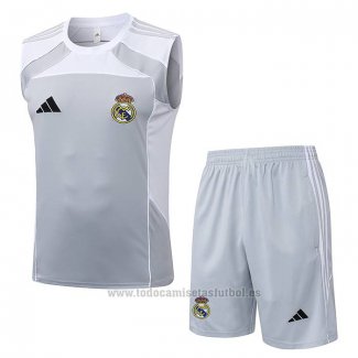 Chandal del Real Madrid Sin Mangas 2025-2026 Gris Blanco