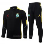 Chandal de Sudadera del Brasil Nino 2026-2027 Negro Amarillo