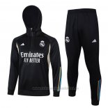 Chandal de Sudadera del Real Madrid Nino 2023-2024 Negro y Blanco