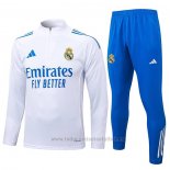 Chandal de Sudadera del Real Madrid Nino 2025-2026 Blanco Azul