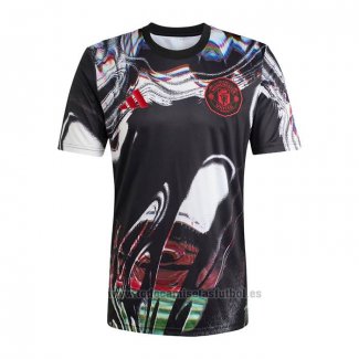 Camiseta Pre Partido del Manchester United 2025-2026 Negro Blanco