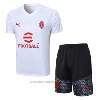 Chandal del AC Milan Manga Corta 2023-2024 Blanco - Pantalon Corto