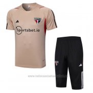 Chandal del Sao Paulo Manga Corta 2023-2024 Amarillo - Pantalon Corto