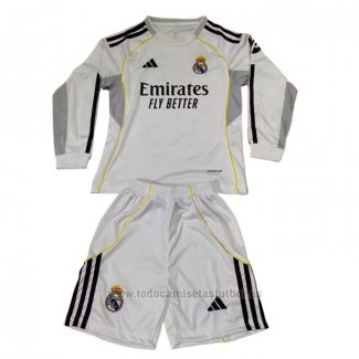 Camiseta Real Madrid 1ª Manga Larga Nino 2025-2026