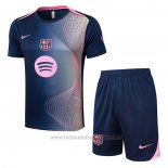 Chandal del Barcelona Manga Corta 2025-2026 Azul Rosa - Pantalon Corto