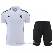 Chandal del Real Madrid Manga Corta 2022-2023 Blanco y Purpura - Pantalon Corto