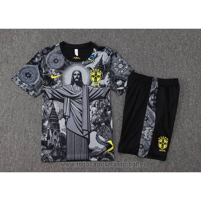 Chandal del Brasil Jesus Manga Corta 2024-2025 Negro - Pantalon Corto
