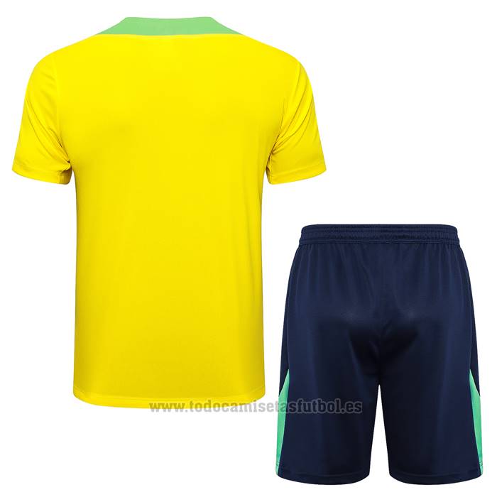 Chandal del Brasil Manga Corta 2024-2025 Amarillo - Pantalon Corto