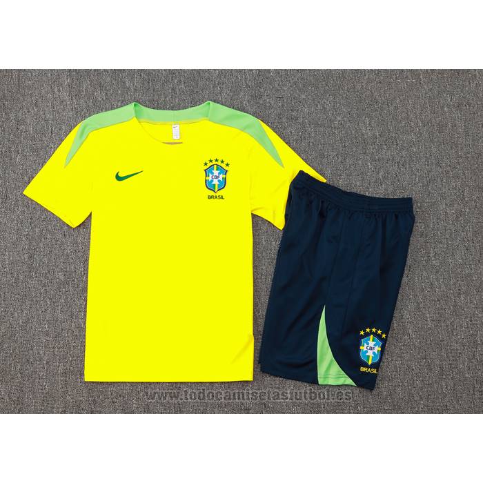 Chandal del Brasil Manga Corta 2024-2025 Amarillo - Pantalon Corto