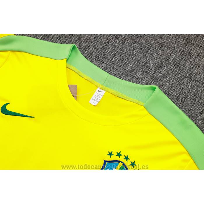 Chandal del Brasil Manga Corta 2024-2025 Amarillo - Pantalon Corto