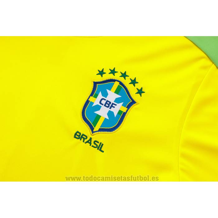 Chandal del Brasil Manga Corta 2024-2025 Amarillo - Pantalon Corto