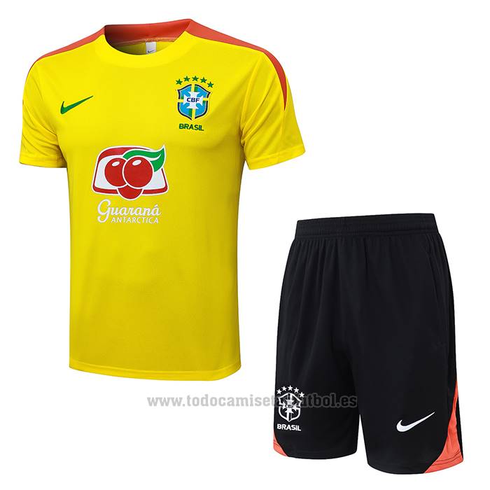 Chandal del Brasil Manga Corta 2025-2026 Amarillo - Pantalon Corto