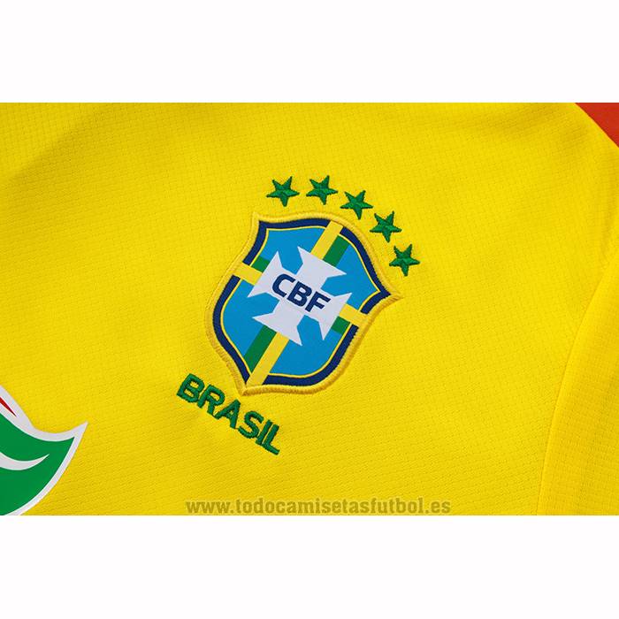 Chandal del Brasil Manga Corta 2025-2026 Amarillo - Pantalon Corto