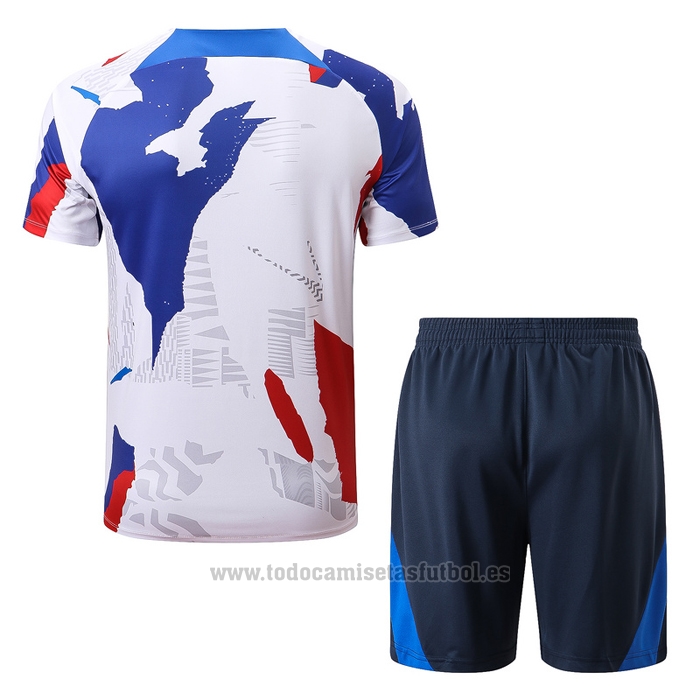Chandal del Francia Manga Corta 2022-2023 Blanco Rojo Azul - Pantalon Corto