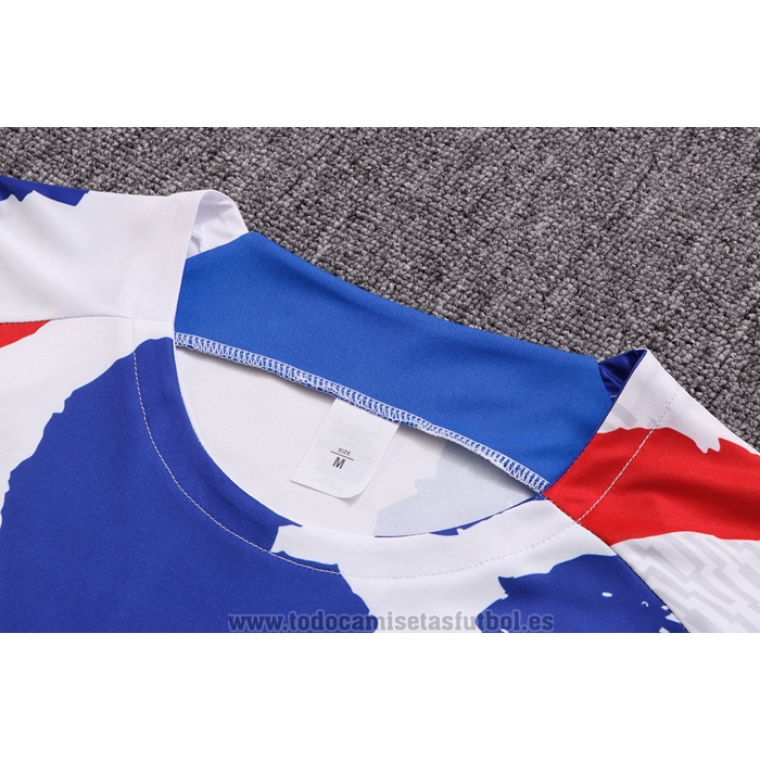 Chandal del Francia Manga Corta 2022-2023 Blanco Rojo Azul - Pantalon Corto